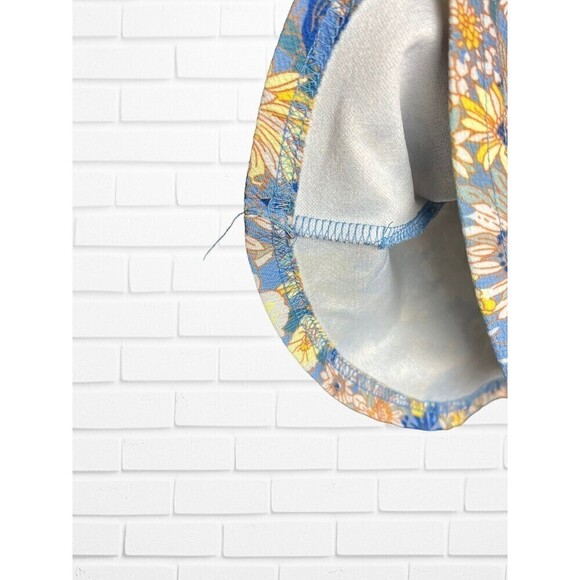 Shein Grey Yellow Floral‎ Print Round Neck Casual Peplum Top Womens Size medium - Picture 3 of 7